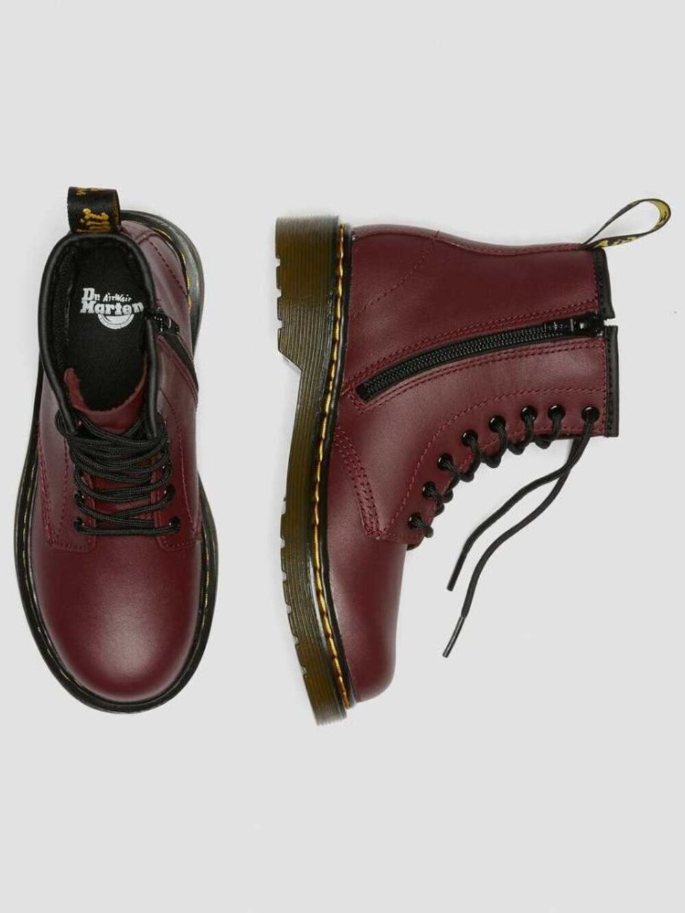 Dr Martens Cherry Red Leather Delaney 1460 Boots - 12, side zip!!!